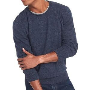 GAP Men's Blue Heather Rolled Neck Crewneck Sweater  Medium Preppy Old Money